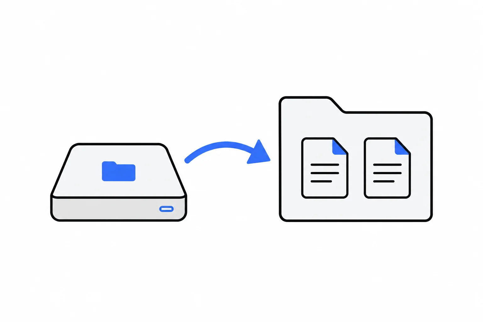 Files copied from a backup drive into a separate folder for a restore test.